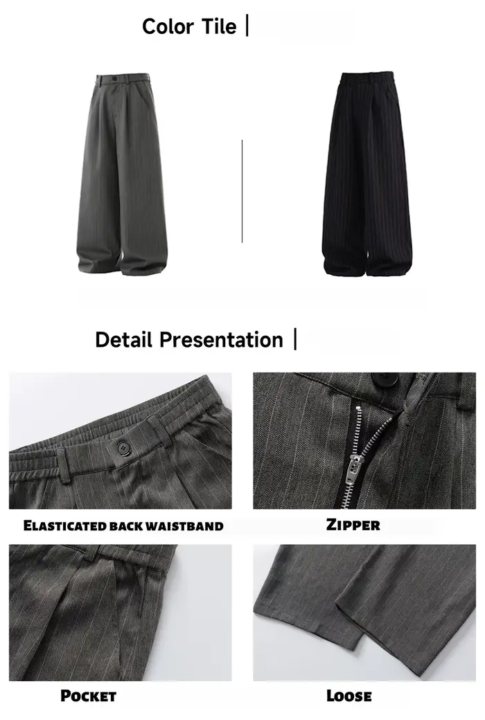 Pantalon drapé à rayures rétro pour hommes