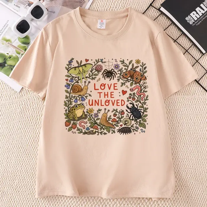 T-shirt Love The Unloved, T-shirt drôle et mignon avec animaux étranges, T-shirt pour amoureux des insectes, professeur de biologie, T-shirts imprimés pour femmes