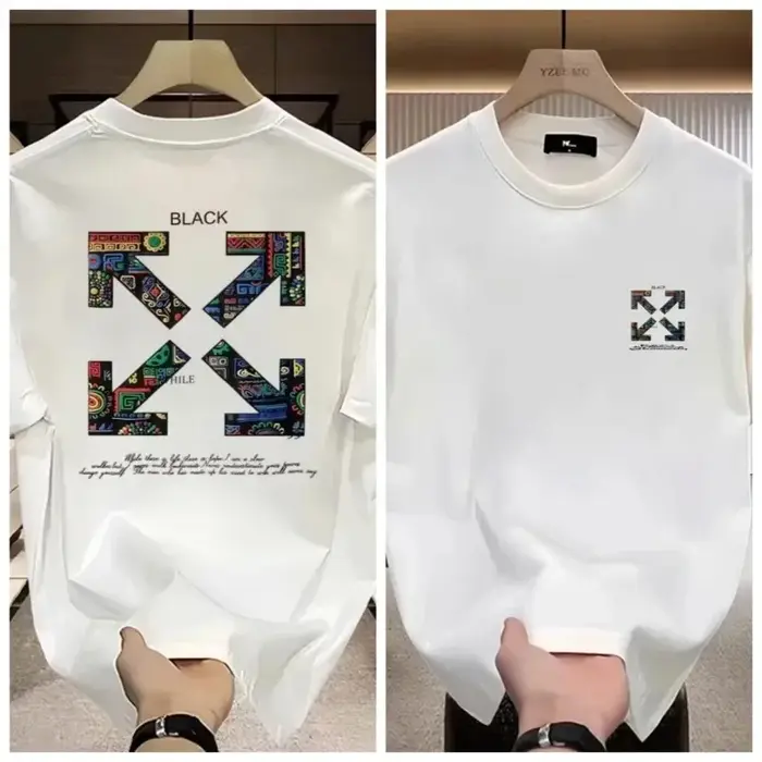 Nouveau T-shirt à manches courtes en coton 100% pur, adapté aux hommes et aux femmes. C'est un style