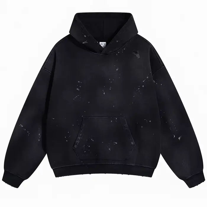 Sweat à capuche Vintage cassé pour hommes, pull surdimensionné Harajuku, décontracté, ample