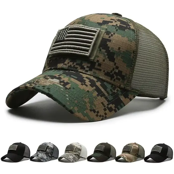 Drapeau américain Camouflage Autocollant Brodé Casquette de Baseball Net Chapeau Hommes