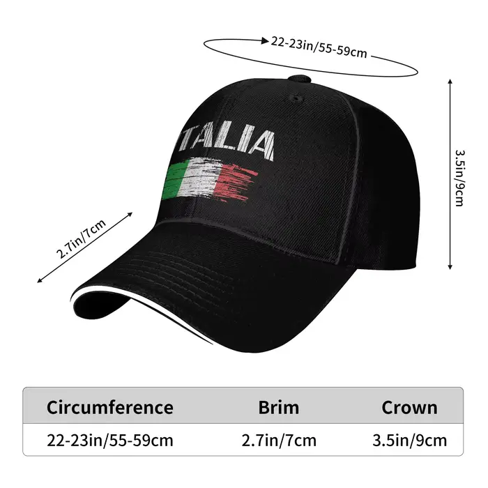 Casquette de baseball vintage drapeau italien unisexe pour homme