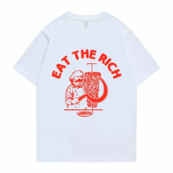 T-shirt décontracté surdimensionné pour hommes et femmes, motif humoristique « Eat The Rich Doner D_