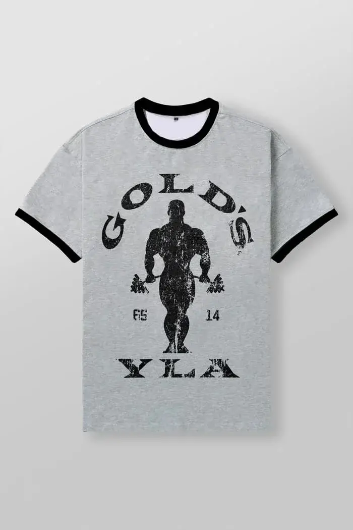 T-shirt de sport vintage Gold's Gym pour homme, tee-shirt graphique de musculation, haut décontracté
