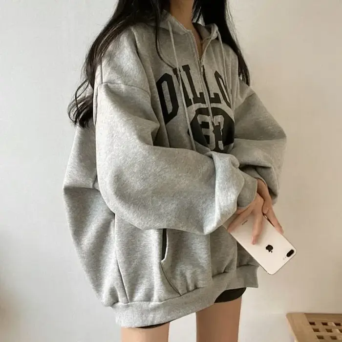 Sweat à capuche baggy pour femme, fermeture éclair complète, sweats à capuche coréens, style Y2k, designer, vêtements, nouveau, Y
