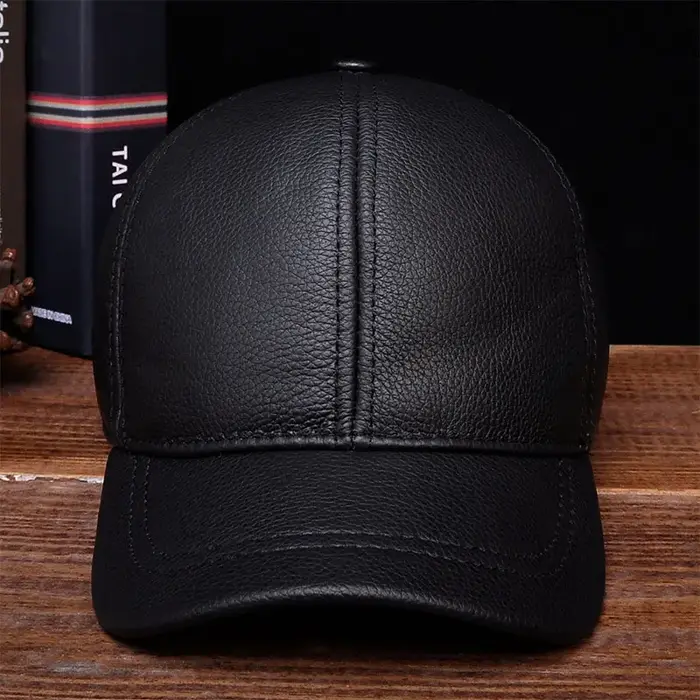 Casquette de baseball en cuir véritable pour hommes