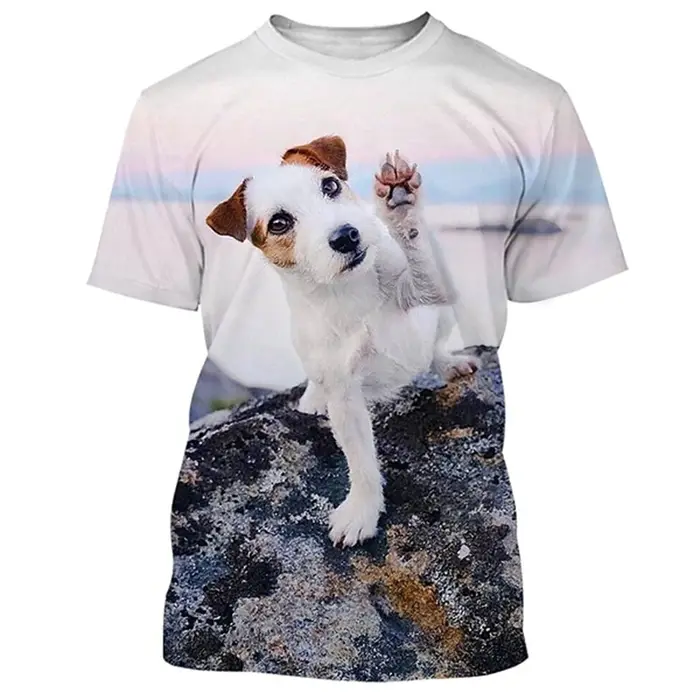 T-shirt manches courtes homme et femme, estival et décontracté, à la mode, avec impression 3D de chi