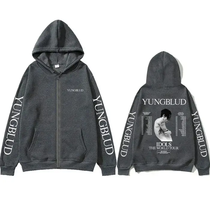 Yungblud IDOLS The World Tour 2025 sweat à capuche avec fermeture éclair Fans cadeau hommes femmes Hip Hop sweat à capuche zippé mâle surdimensionné veste polaire décontractée