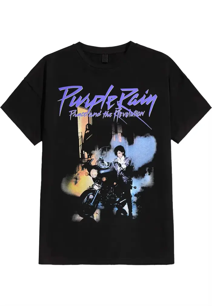 T-shirt unisexe Prince Purple Rain à motif rétro imprimé 100% coton, nouvelle mode été 2026, coupe a