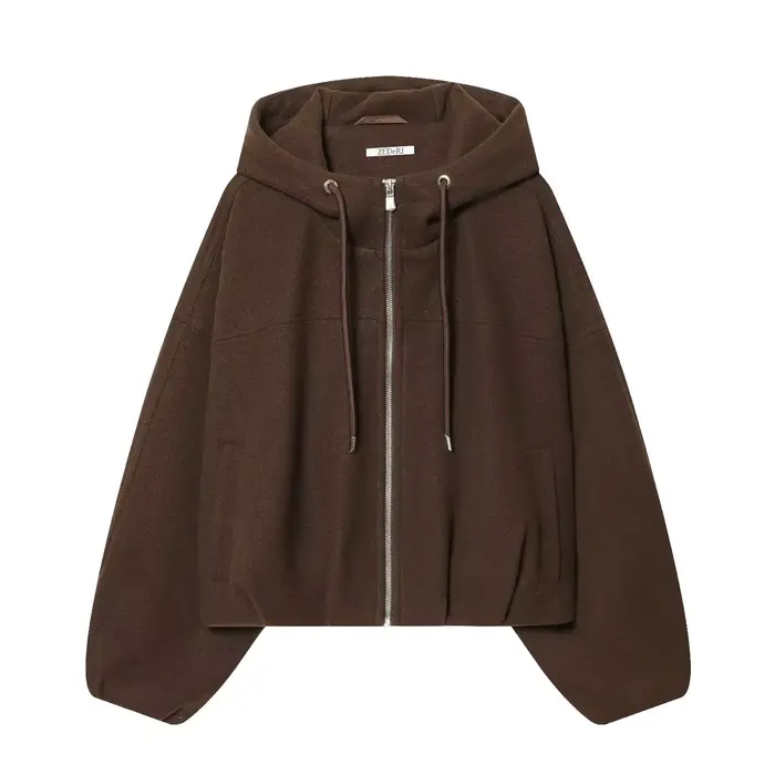 Sweat-shirt à capuche décontracté pour femme avec fermeture éclair, coupe ample, cordon de serrage, 