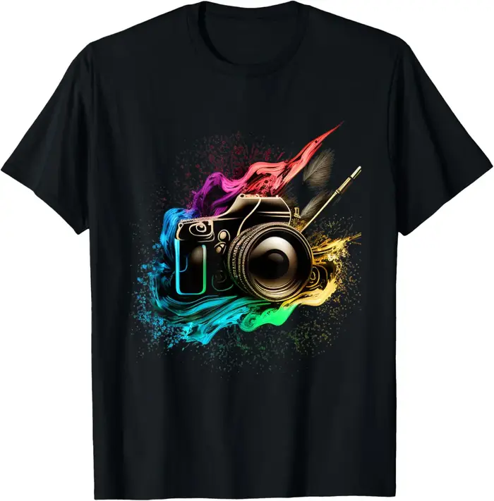 Cool caméra couleurs T-Shirt graphique t-shirts Streetwear hommes vêtements unisexe été haut Camisas