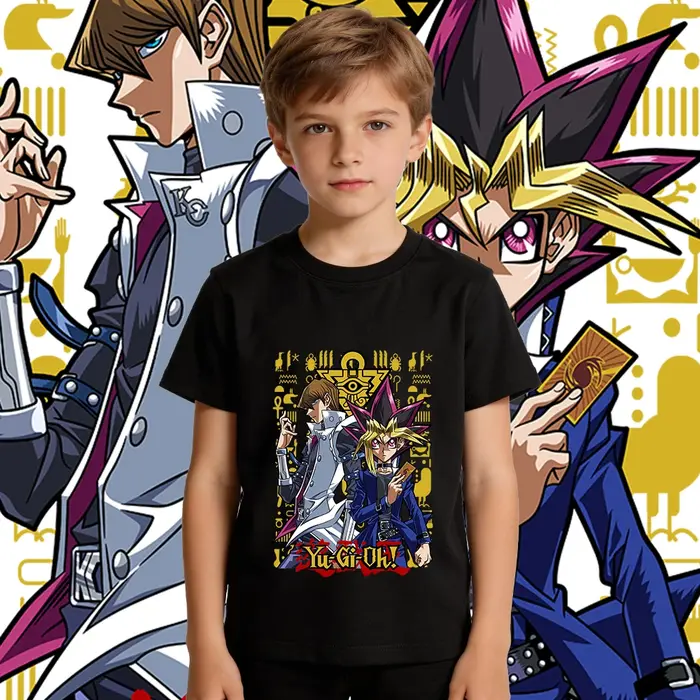 Yu Gi Oh Seto x Yugi T-shirt en coton imprimé anime pour garçons et filles, haut décontracté doux et
