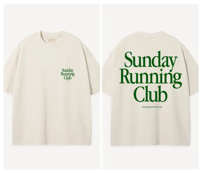 Sunday Running Club T-shirt en coton pour hommes, décontracté, ample, streetwear, vintage, athlétiqu