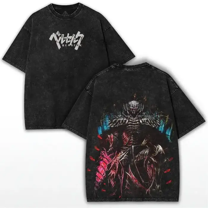 Japonais Manga Berserk imprimé T-shirt hommes femmes vêtements Vintage lavé surdimensionné T-shirt é