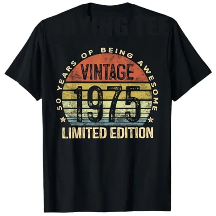 T-shirt vintage pour hommes et femmes, édition limitée, cadeaux de 50 ans, 50e anniversaire, mode ma