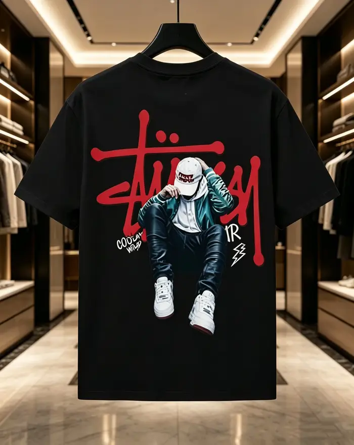 T-shirt en coton pour hommes et femmes, col rond, universel, tendance rétro Y2K, motif imprimé, manc