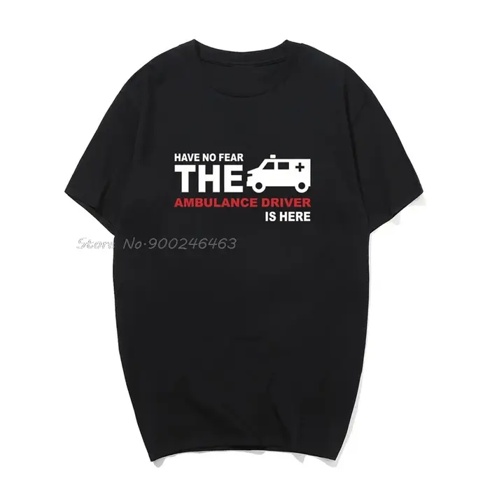 T-shirt à manches courtes en coton pour homme, vêtement amusant, avec conduite d'ambulance, nouvelle