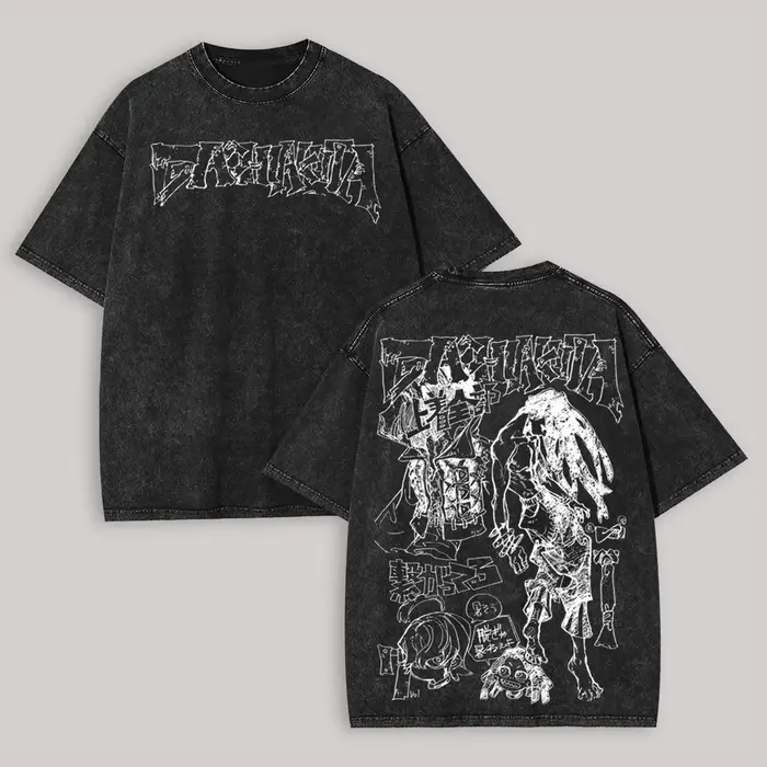 T-shirt unisexe Gachiakuta délavé, coupe oversize, style Y2K, en coton, manches courtes, rétro, stre