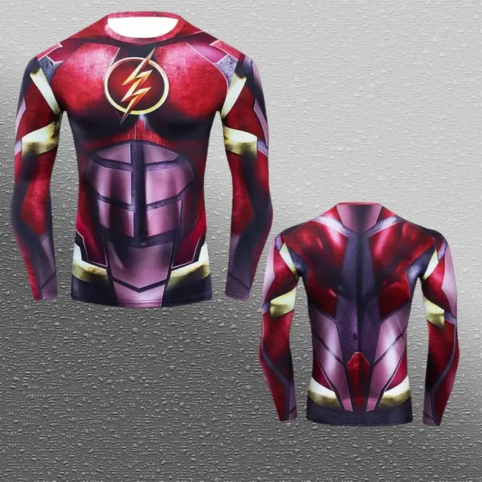 Série populaire The Flash Characters, vêtements de sport et de fitness, t-shirt respirant à manches 