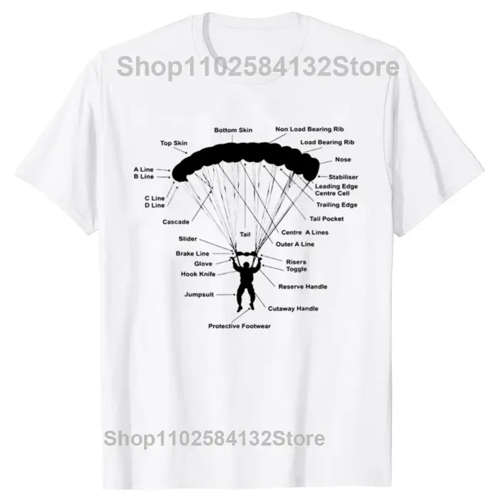 T-Shirt Rétro pour Homme, Style Parachute, Anatomie, Magie, Parachutiste, Vintage, Humoristique, Sky