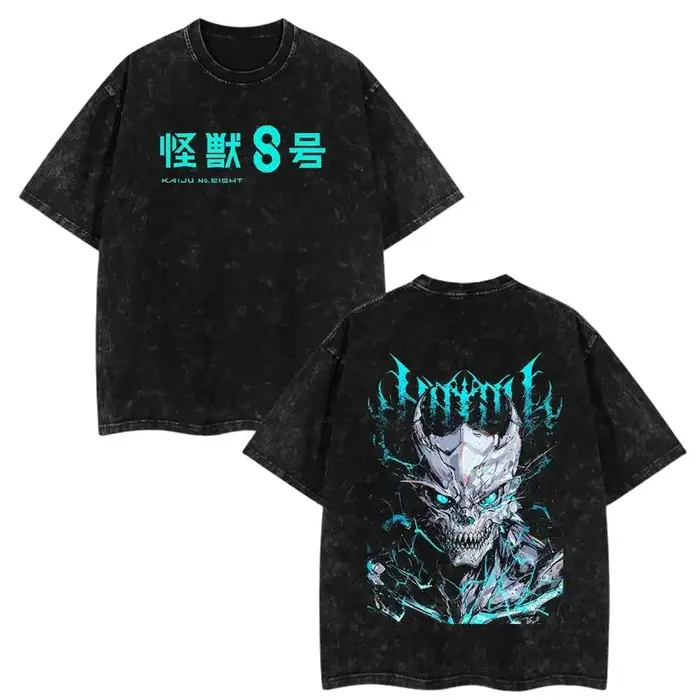 Anime Kaiju NO.8 T-Shirt imprimé pour hommes vêtements Hip Hop Y2k Vintage lavé T-shirt pur coton su