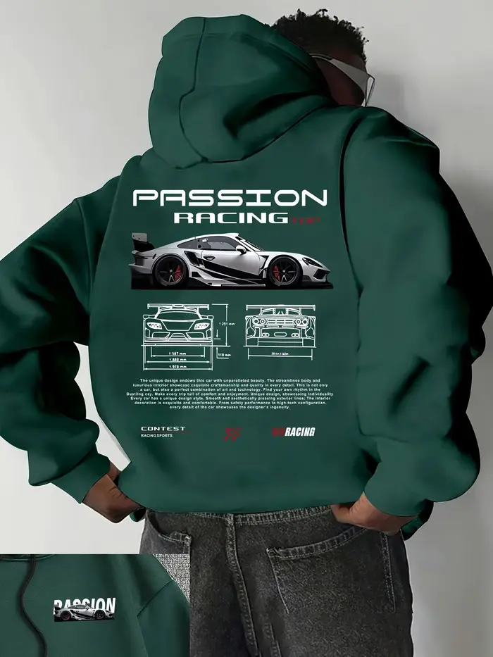 Sweat-shirt à capuche pour homme avec motif numérique populaire sur le thème des voitures