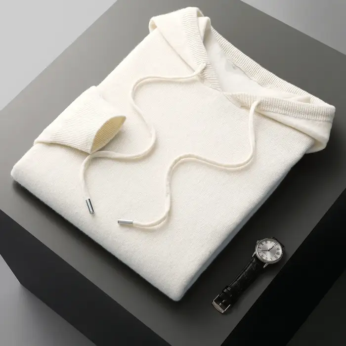 DjzDsm 100% laine mérinos homme une pièce prêt à porter sweat à capuche tricoté automne hiver décont