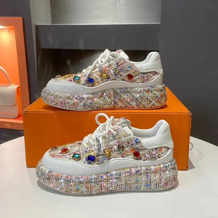 Baskets de créateur pour femmes 2025 nouveau printemps brillant strass