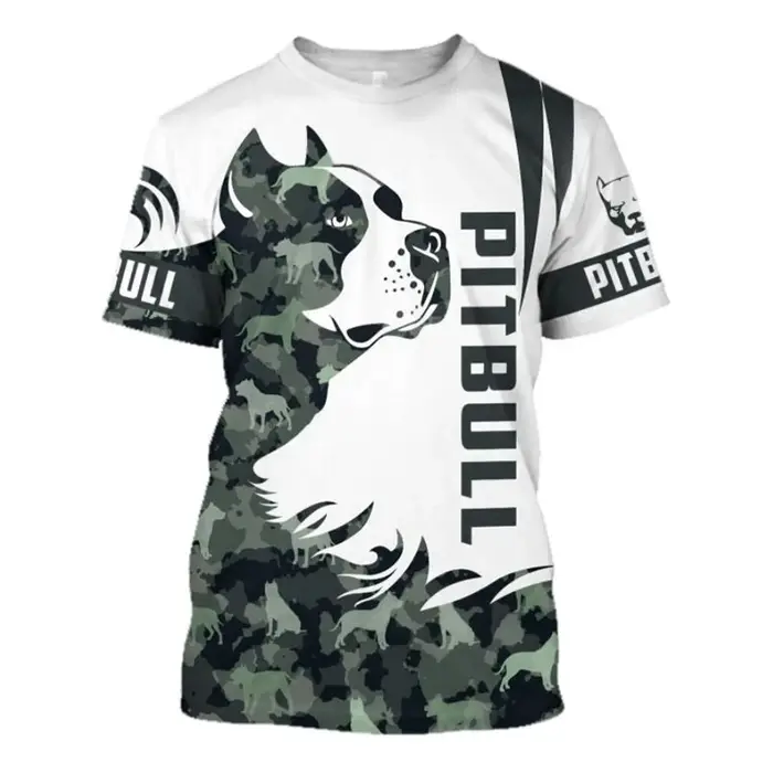 T-shirt manches courtes pour homme, estival et surdimensionné, avec impression graphique 3D de Pitbu