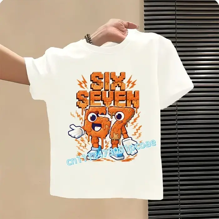 67 T-shirts pour enfants avec impression numérique d'emojis, hauts amples et confortables à manches 