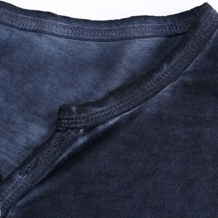 T-shirt Homme Col V Manches Longues & Hauts Élégants à Boutons T-shirt Henley Décontracté Automne 2026 Vêtement Masculin Uni 5XL