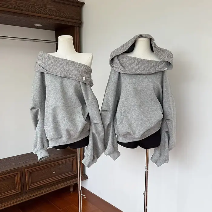 Super Dalian sweat à capuche épaules dénudées pull