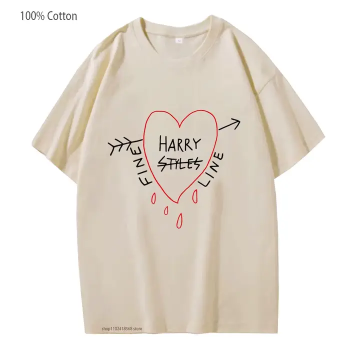 Happy Fine Line Print T-Shirts Harry Styles traiter les gens gentillesse chemises à la mode femmes t-shirt hommes