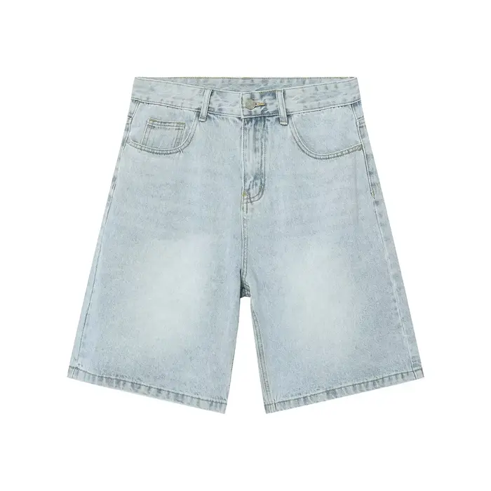 Jean Vintage à Jambes Larges pour Homme, Short en Denim, Longueur Genou, Streetwear, Été