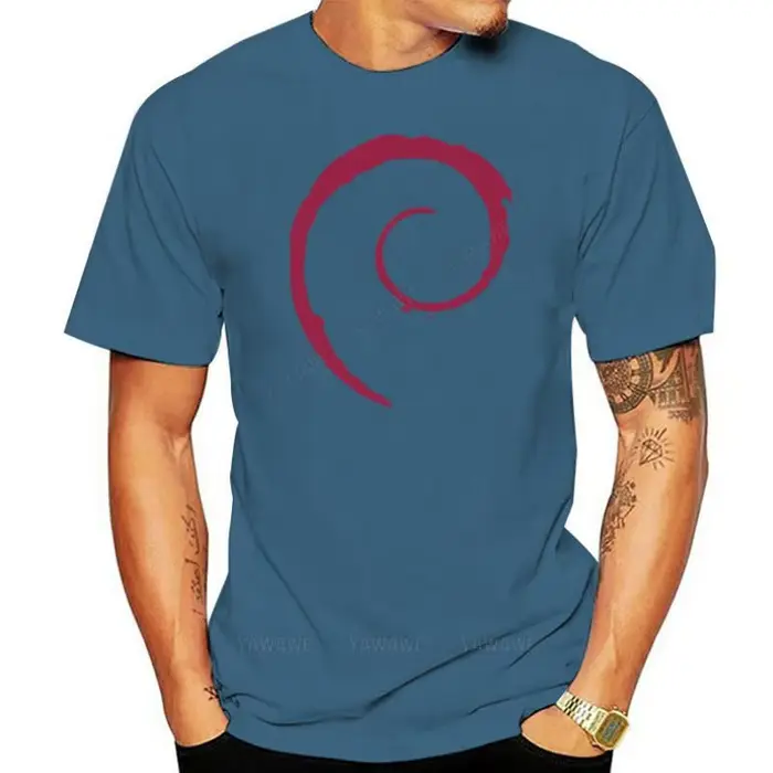 T-shirt unisexe à manches courtes pour hommes, style vintage, Debian, Spiral officiel, SwimposLogo, 