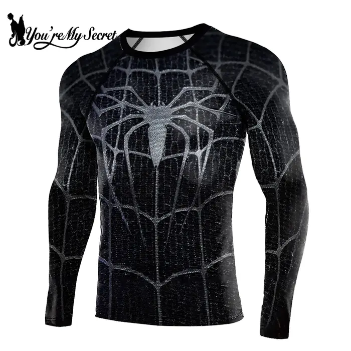 T-shirt de compression imprimé araignée pour hommes
