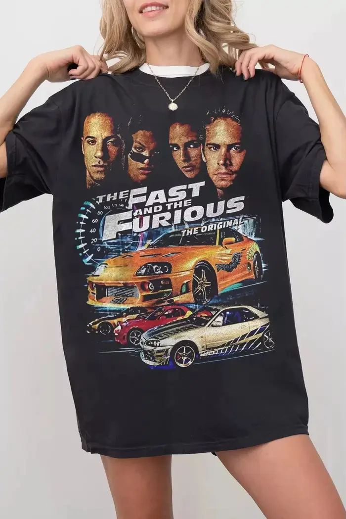 T-shirt rétro style film de course urbaine des années 90 pour hommes et femmes, motif voiture vintag