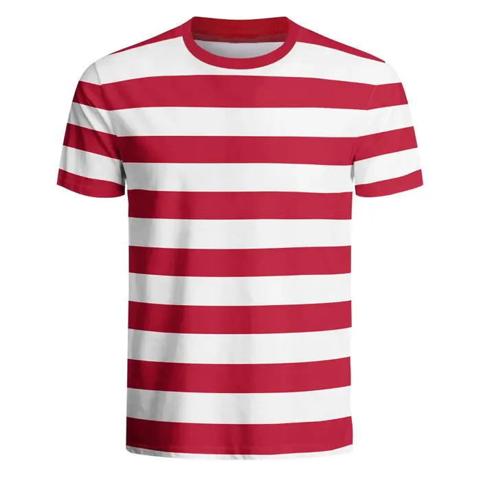 T-shirt rayé noir et blanc pour homme, décontracté et polyvalent, adapté à un usage quotidien, aux costumes d'Halloween et à d'autres occasions.
