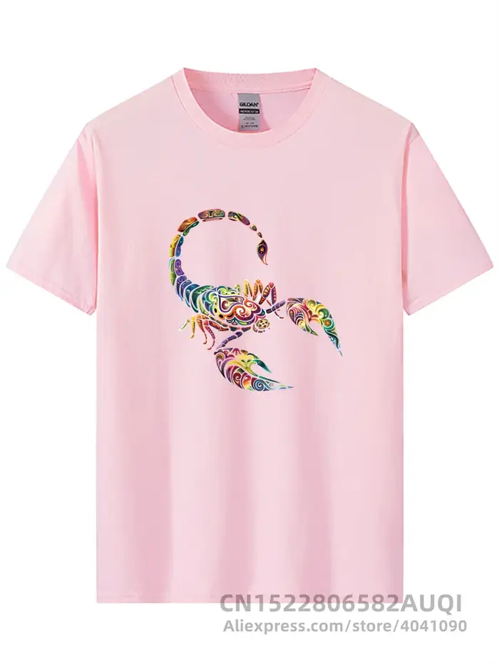 T-shirt manches courtes col rond homme, 100% coton, décontracté, imprimé Scorpion, ample, Cool, humo