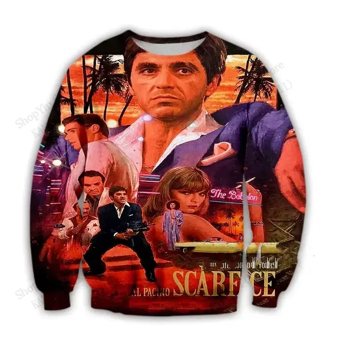 Nouveau film Scarface T-shirt à manches longues Tony Montana impression 3d T-shirt hommes femmes mod