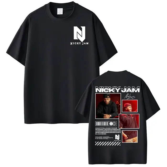 Rappeur Nicky Jam Album Tour graphique T-shirts vêtements pour hommes mode Hip Hop rue t-shirt coton confort à manches