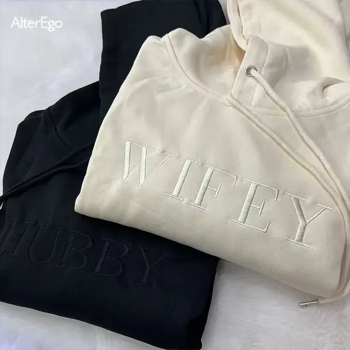 Sweats à capuche unisexes assortis brodés pour couple