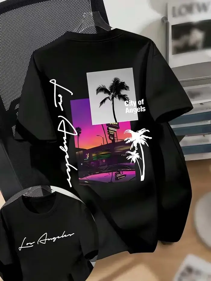 T-shirt graphique néon Palm Tree Los Angeles