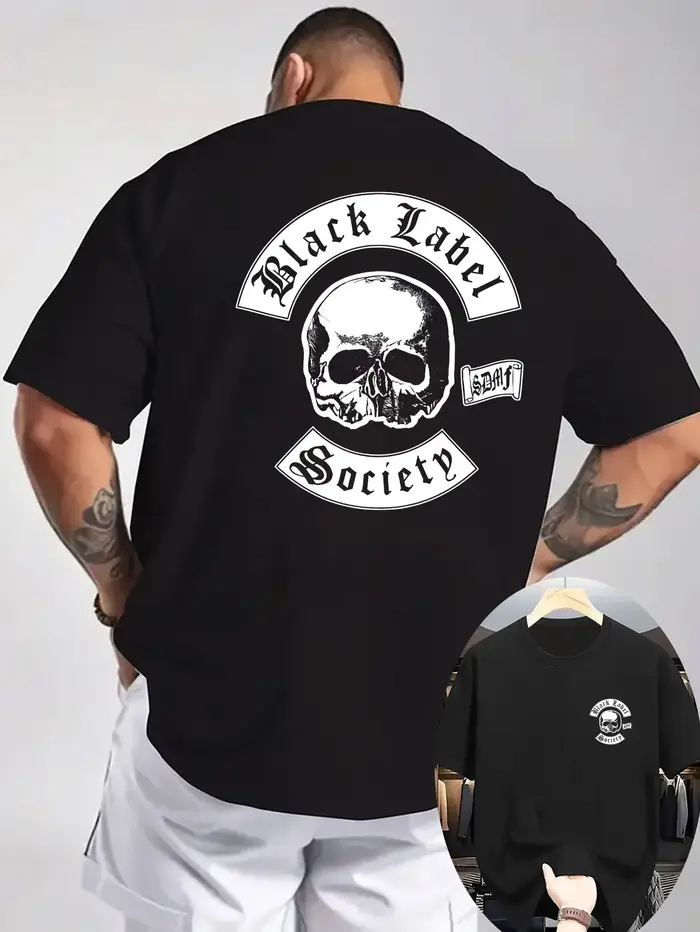Black Label Society crâne conception graphique T-Shirt 100% coton col rond manches courtes été décontracté hommes