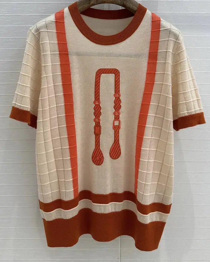 T-shirt tricoté à col rond pour femme, vêtement à manches courtes, en laine et soie, nouvelle mode