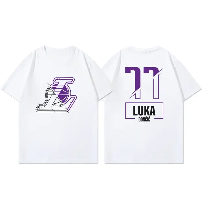 T-shirt à manches courtes Lakers Luka Doncic pour femmes et hommes, tenue d'entraînement de basket-b