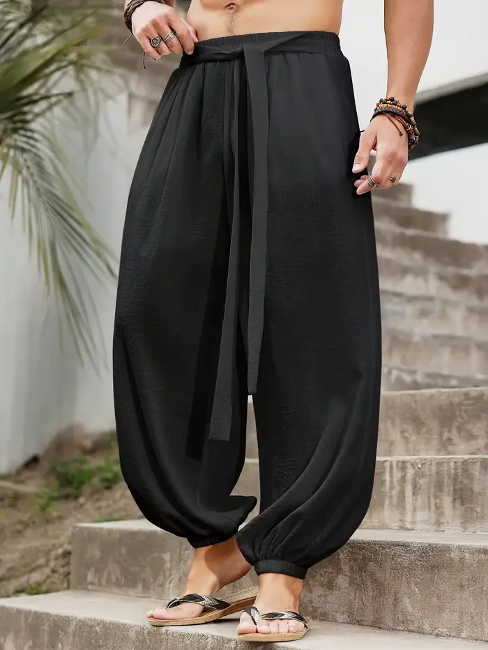 FGKKS flambant neuf hommes pantalons mode Style ample confortable coton pantalon homme noir solide p