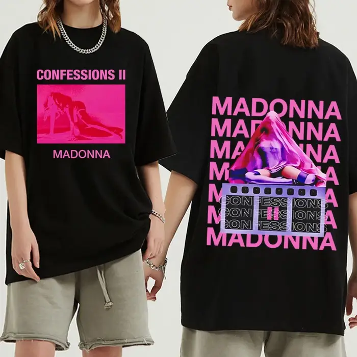 Madonna Tour 2026 T-shirt homme femme Harajuku chemise décontractée à manches courtes et col rond
