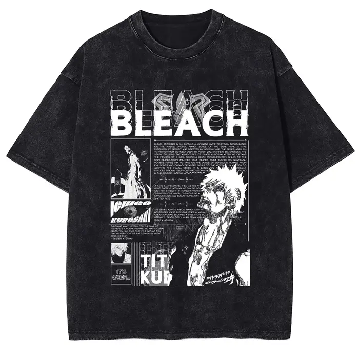 BLEACH Kurosaki Ichigo Manga T-shirt graphique pour hommes femmes vêtements Vintage lavé coton T-Shi