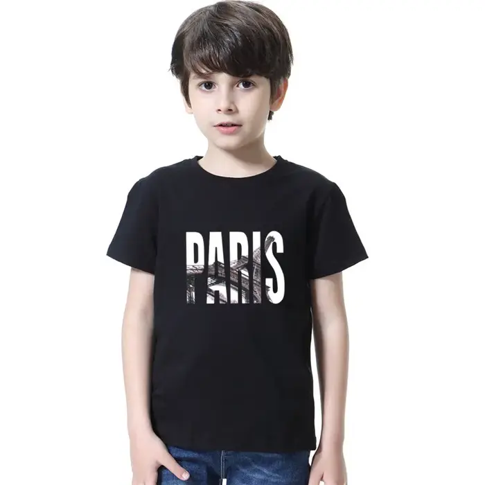 T-Shirt en Coton à Manches Courtes pour Enfant Garçon et Fille